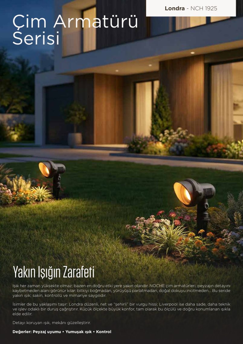 NOCHE çim armatürü serisi