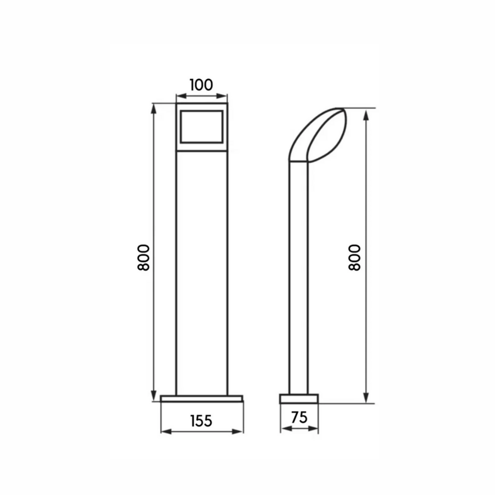 Elektrikpark Noche Frankfurt (NCH 1680) 80 cm LED’li Bollard Direği – 14W 3000K Yüksek Dış Mekan Aydınlatma Direği